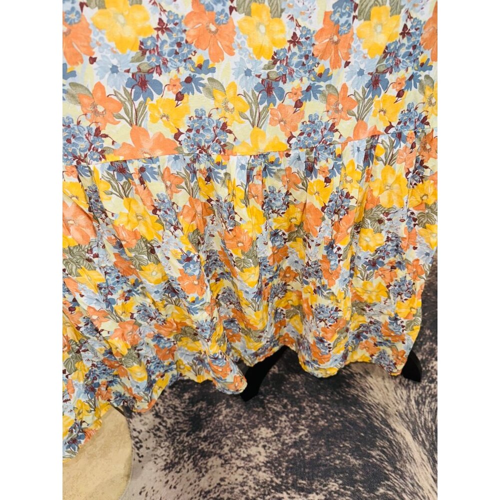 Abercrombie & Fitch Cottage Core Romantic Floral Cutout Maxi Sun Dress M Resort - Picture 10 of 11